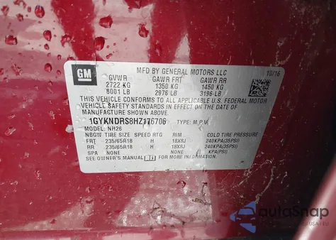 2017 Cadillac Xt5 Luxury z USA, uszkodzony, nr VIN 1GYKNDRS8HZ176706